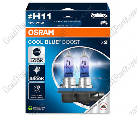 Lampadine H11 Osram Cool Blue Boost 5500K effetto xenon ref: 62211CBB-2HB in confezione da 2 lampadine