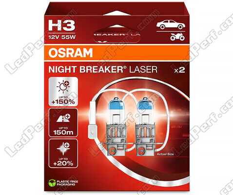 Confezione da 2 lampadine H3 Osram Night Breaker Laser + 150% - 64151NL-2HB