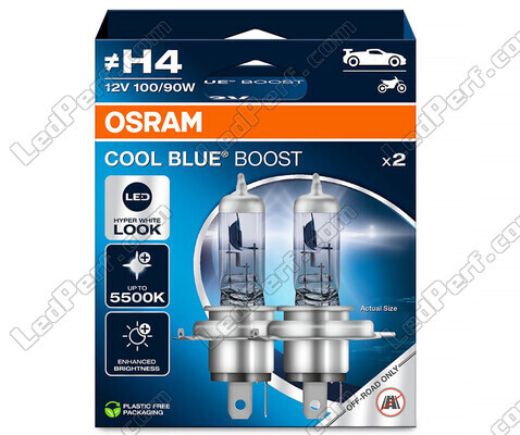 Lampadine H4 Osram Cool Blue Boost 5500K effetto xenon ref: 62193CBB-2HB in confezione da 2 lampadine