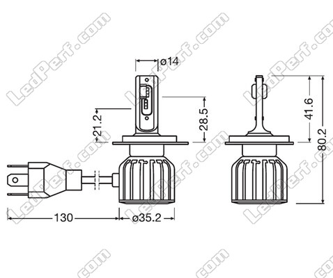 Dimensioni delle lampadine a LED H19 Osram LEDriving Bright - 64193DWBRT-2HFB