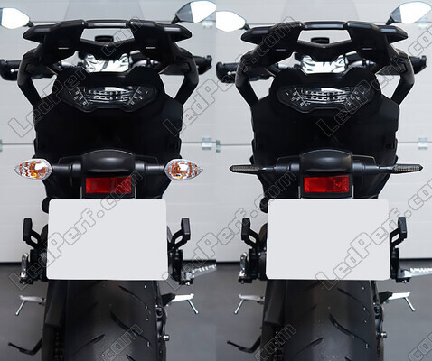 Confronto prima e dopo l'installazione Indicatori LED dinamici + luci stop per Aprilia Mojito Custom 50