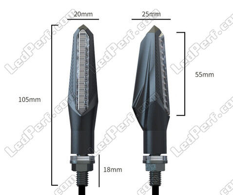 Insieme delle dimensioni degli indicatori LED dinamici con luci diurne per Kawasaki VN 900 Custom